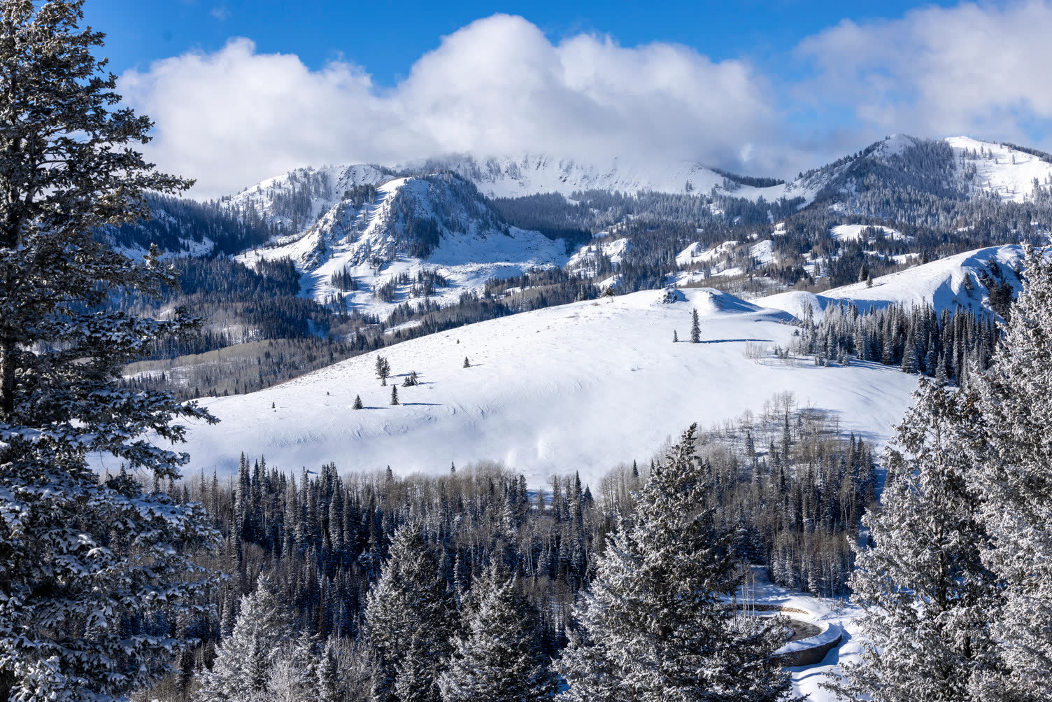 Snowy Wasatch peaks above Deer Valley