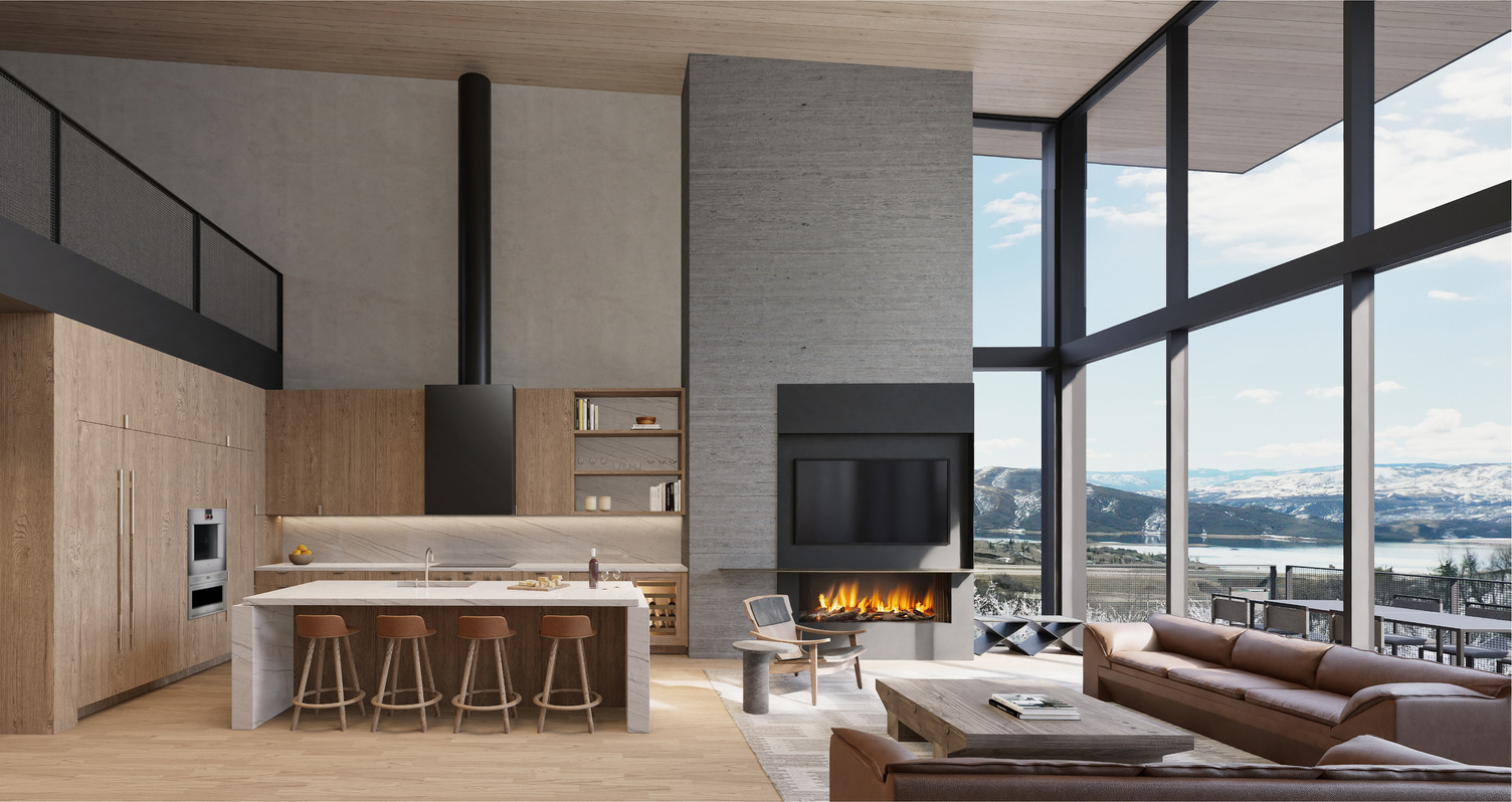 Great room and kitchen in the Late Summer & Fall palette